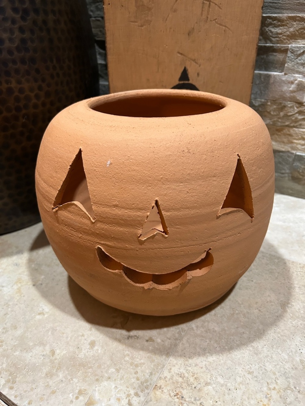 HEWELL POTTERY Terracotta Jack-o'-Lantern Ceramic Lantern
